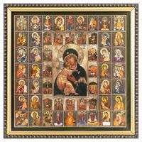 Икона Божией Матери &quot;Владимирская&quot; с клеймами избранных икон Богородицы, багетная рамка, подарочная упаковка, 28х28 см