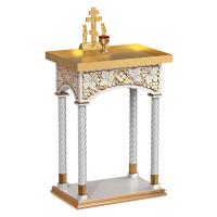 Панихидный стол песковой &quot;Суздальский&quot; белый с золотом (патина), колонны