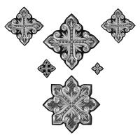 Набор крестов для иерейского облачения черный, серебряная нить