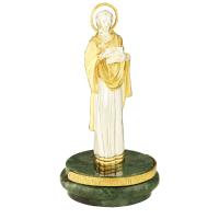 Статуэтка на мраморе &quot;Целитель Пантелеимон&quot; из ювелирного сплава в позолоте, 11 см