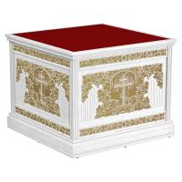 Облачение на престол &quot;Суздальское&quot; белое с золотом (поталь), красная ткань, высота 105 см