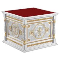 Облачение на престол &quot;Костромское&quot; белое с золотом (поталь), красная ткань, высота 105 см