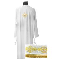 Подризник белый с вышитым рисунком "Петровский", мокрый шелк