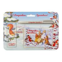 Подарочный набор с блокнотом "Дети лепят снеговика"