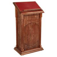 Аналой центральный "Суздальский", цвет "кипарис", тумба, красная ткань, высота 130 см