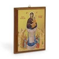 Икона Божией Матери "Живоносный Источник" на деревянной основе, холст с золочением