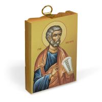 Икона апостола Петра на деревянной основе, на холсте с золочением
