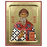 Икона святителя Спиридона Тримифунтского, на дереве, золочение (поталь), 12,5х16 см