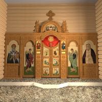 Иконостас одноярусный (г. Звениго), светлый, 468х340х16,8 см