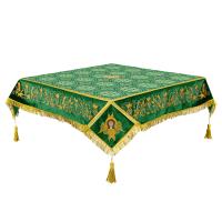 Пелена на престол комбинированная, зеленая с золотом, вышивка