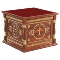 Облачение на престол &quot;Костромское&quot;, цвет &quot;кипарис&quot; с золотом (поталь), красная ткань, высота 105 см