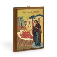 Икона Божией Матери "Целительница" на деревянной основе, холст с золочением