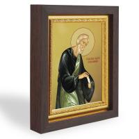 Икона апостола Андрея Первозванного, в узком багете, цвет "темный дуб", на холсте, с золочением, №2
