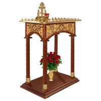 Панихидный стол на 70-100 свечей "Суздальский", цвет "кипарис" с золотом (поталь), колонны, высота 96 см