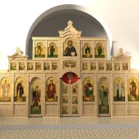 Иконостас трехъярусный, цвет "натуральное дерево", 860х483х16 см