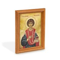 Икона великомученика и целителя Пантелеимона в деревянной рамке, цвет "кипарис", 12х1,5х17 см