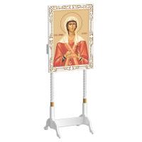 Киот &quot;Суздальский&quot; белый с золотом (патина), прямой, напольный, колонны