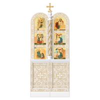 Царские врата для "Романовского" иконостаса белые с золотом (патина), 100х240 см