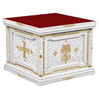 Облачение на престол "Вологодское" белое с золотом (поталь), высота 105 см