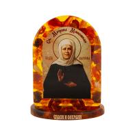 Икона настольная блаженной Матроны Московской, смола с янтарем, 4,5х6 см