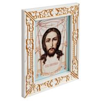 Рамка-киот "Суздальский" настенный белый с золотом (патина), ширина 7 см Рамка-киот "Суздальский" настенный белый с золотом (патина), ширина 7 см