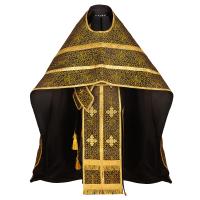 Иерейское облачение, парча "Афон", черное с золотом
