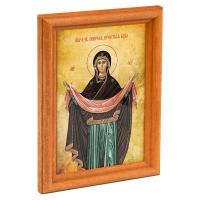 Икона Божией Матери "Покров Пресвятой Богородицы" в деревянной рамке, 12х1,5х17 см