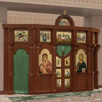 Иконостас "Владимирский" двухъярусный (г. Кострома) темный, 573х389,7х109,2 см