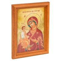 Икона Божией Матери "Троеручица" в деревянной рамке, 12х1,5х17 см