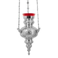 Лампада подвесная, латунь, никелирование, 12,5х26 см