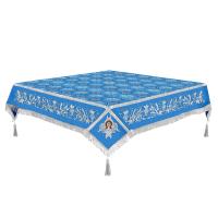 Пелена на престол комбинированная, голубая с серебром, вышивка