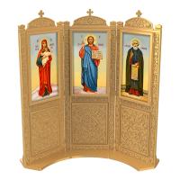Киот напольный &quot;Суздальский&quot;, цвет &quot;золото&quot;, три модуля