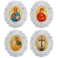 Накладки на митру (комплект из 4 штук) из ювелирного сплава в серебрении, с фианитами, №11
