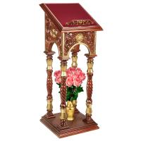 Аналой боковой "Тверской", цвет "кипарис" с золотом (поталь), 50х50х136 см Аналой боковой "Тверской", цвет "кипарис" с золотом (поталь), 50х50х136 см
