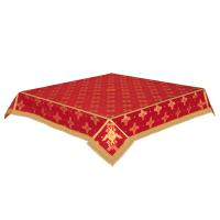 Пелена на престол с вышитыми херувимами, шелк "Святительский", красная с золотом