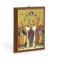 Икона Вознесения Господня на деревянной основе, цвет "кипарис", на холсте с золочением