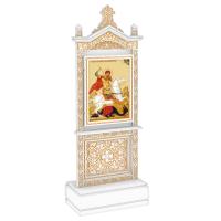 Киот напольный &quot;Суздальский&quot; белый с золотом (патина)