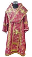 Архиерейское облачение красное, шелк, отделка цветной галун с рисунком