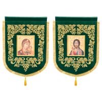 Хоругви малые вышитые зеленые, 45х65 см