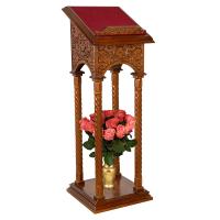 Аналой боковой &quot;Суздальский&quot;, цвет &quot;кипарис&quot;, колонны, красная ткань, 46х46х127 см