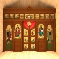 Иконостас двухъярусный (Якутия), цвет "кипарис", 368х321,6х22 см