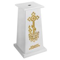 Подставка под хоругвь, крест, икону &quot;Суздальская&quot; белая с золотом (поталь)