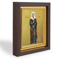 Икона мученицы Ларисы Готфской, в узком багете, цвет "темный дуб", на холсте, с золочением