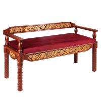 Скамья храмовая "Суздальская", цвет "кипарис с золотом" (поталь), мягкая обивка, 120х44х70 см