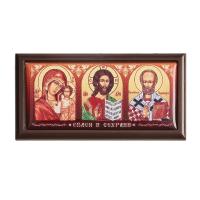 Икона в машину, триптих из полиуретановой смолы на пластиковой основе, 6,6х3,4 см