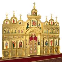 Иконостас "Рождественский" четырехъярусный, цвет "золото", 848,5х763х53 см