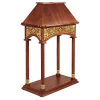 Аналой клиросный "Суздальский", цвет "кипарис" с золотом (поталь), колонны, четырехсторонний, высота 133 см