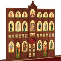 Иконостас деревянный &quot;Суздальский&quot; четырехъярусный, цвет &quot;кипарис&quot;, 608х637х25,4 см