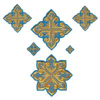 Набор крестов для иерейского облачения голубой, золотая нить