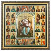 Икона святителя Спиридона Тримифунтского, багетная рамка, подарочная упаковка, 28х28 см